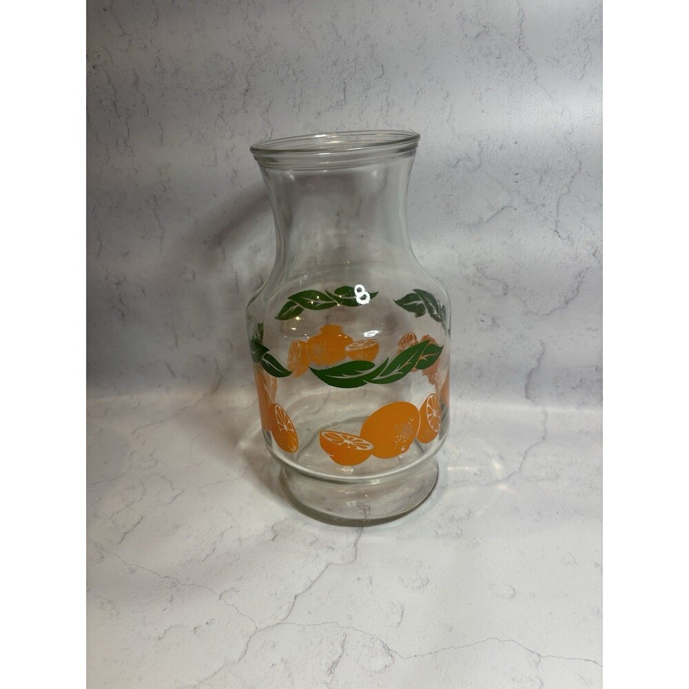 Vintage Retro Anchor Hocking - Orange Juice Decanter Carafe Glass Pitcher
